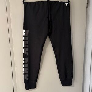 PINK Victoria's Secret Black Joggers with Bold Logo